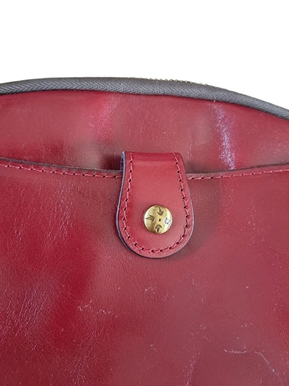 Patricia Nash Small Leather Crossbody Bag Purse Adjustable Burgundy Supple - Picture 5 of 16